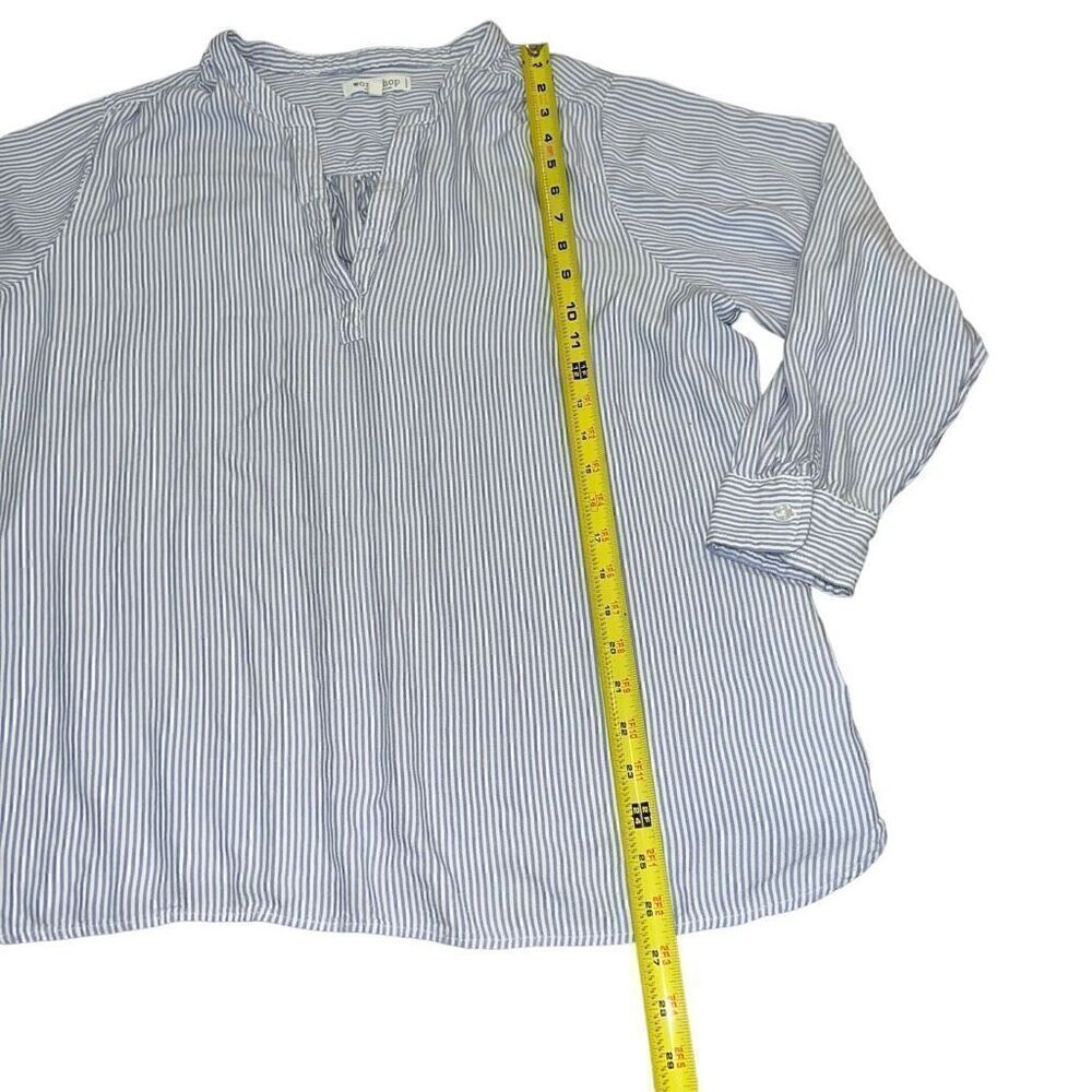 WORKSHOP Blue & White Striped V-Neck Long Sleeve Light Weight Blouse Size 1X - Picture 5 of 7